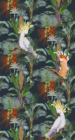 Papier peint tropical avec perroquets en série limitée