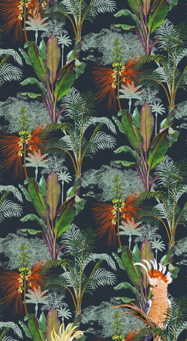 Wallpaper jugle and parrots made in France