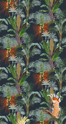 Jugle and parrots wallpaper made in France