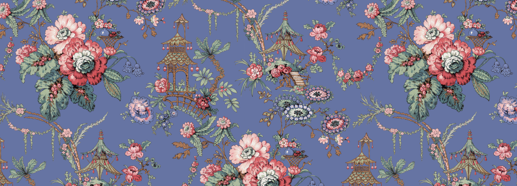 pagode et fleurs